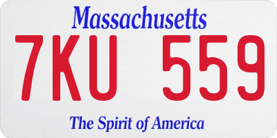 MA license plate 7KU559