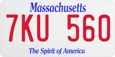 MA license plate 7KU560