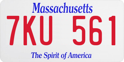 MA license plate 7KU561