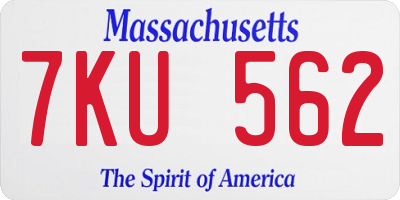 MA license plate 7KU562