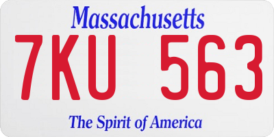 MA license plate 7KU563