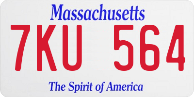 MA license plate 7KU564