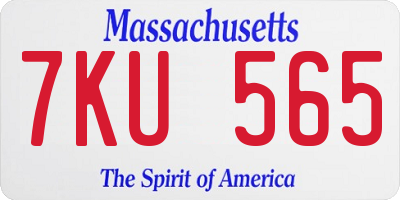 MA license plate 7KU565