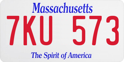 MA license plate 7KU573
