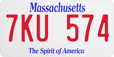 MA license plate 7KU574