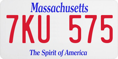 MA license plate 7KU575