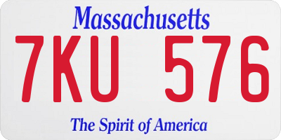 MA license plate 7KU576
