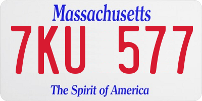 MA license plate 7KU577