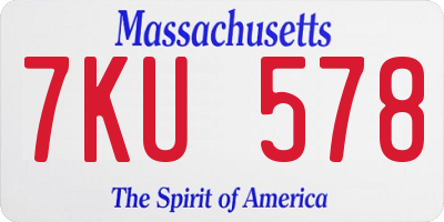 MA license plate 7KU578