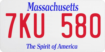 MA license plate 7KU580