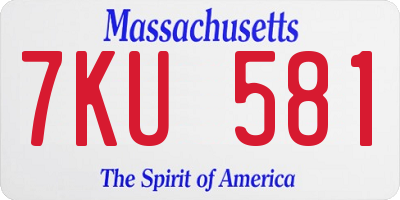 MA license plate 7KU581