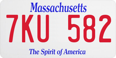 MA license plate 7KU582