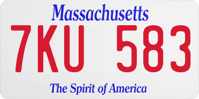 MA license plate 7KU583