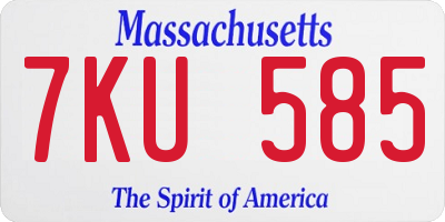 MA license plate 7KU585