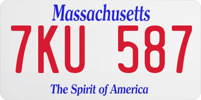 MA license plate 7KU587