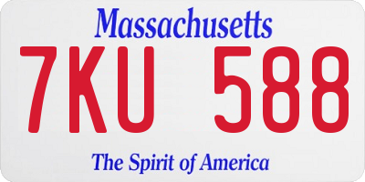MA license plate 7KU588