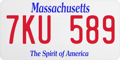 MA license plate 7KU589