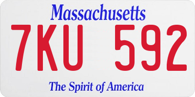 MA license plate 7KU592
