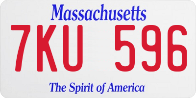 MA license plate 7KU596