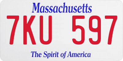 MA license plate 7KU597