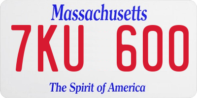 MA license plate 7KU600