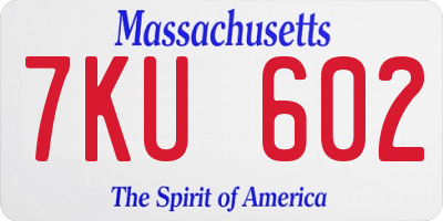MA license plate 7KU602