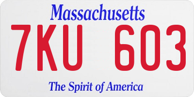 MA license plate 7KU603
