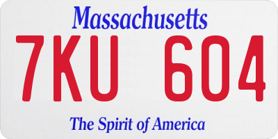 MA license plate 7KU604