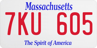 MA license plate 7KU605