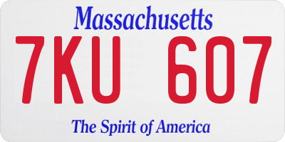 MA license plate 7KU607