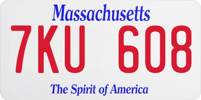 MA license plate 7KU608