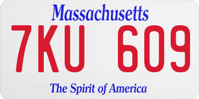 MA license plate 7KU609