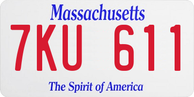 MA license plate 7KU611