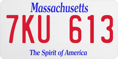 MA license plate 7KU613