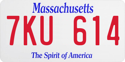 MA license plate 7KU614