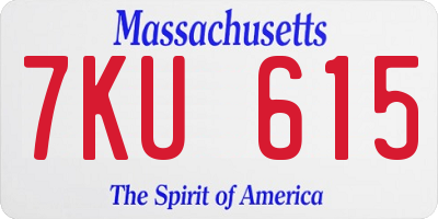 MA license plate 7KU615