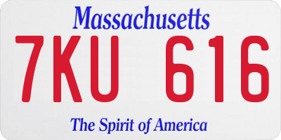 MA license plate 7KU616