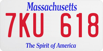 MA license plate 7KU618