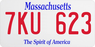 MA license plate 7KU623