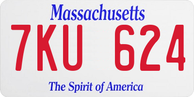 MA license plate 7KU624