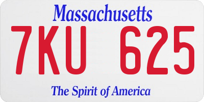 MA license plate 7KU625