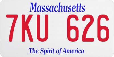MA license plate 7KU626