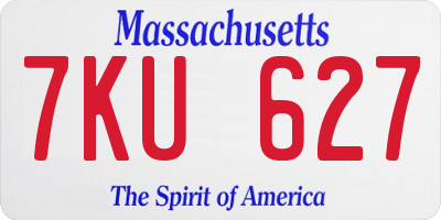 MA license plate 7KU627