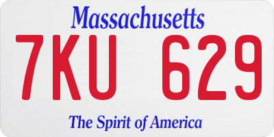 MA license plate 7KU629
