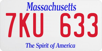 MA license plate 7KU633