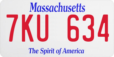 MA license plate 7KU634
