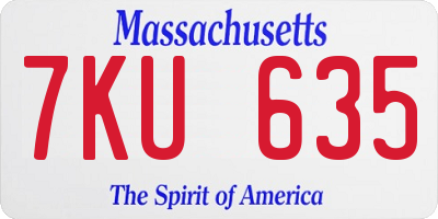 MA license plate 7KU635