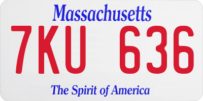 MA license plate 7KU636