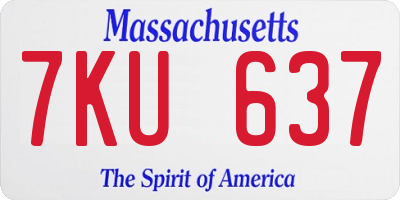 MA license plate 7KU637