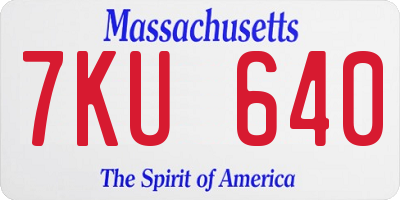 MA license plate 7KU640